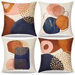 SOMYTING Abstract Art Decorative Throw Pillow Covers 18 x18 Set of 4 Graffiti Orange Pillowcases Mid Century Modern Boho Geometric Cushion Covers for Couch Car Sofa Bedroom Minimalist Decor