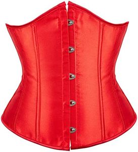 Alivila.Y Fashion Womens Sexy Satin Vintage Underbust Waist Training Corset Bustier, Red, XX-Large