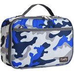 FlowFly Kids Lunch Box Insulated Soft Bag Mini Cooler Back to School Thermal Meal Tote Kit for Girls, Boys, Blue#Camo