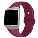 NAHAI Compatible Fit bit Ionic Bands, Soft Silicone Replacement Strap Accessory Breathable Wristbands for Fit bit Ionic Smart Watch, Large Small (Wine Red, Large(6.1''-8.9''))