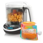 Baby Brezza One Step Baby Food Maker Deluxe – Cooker and Blender in One to Steam and Puree Baby Food for Pouches - Make Organic Food for Infants and Toddlers - Set Includes 3 Pouches and 3 Funnels