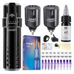 Mast Tattoo Flip Corded & Cordless Tattoo Gun Kit Rotary Tattoo Machine with 6 Strokes 2.6-4.0mm 2 Batteries 10 Needles Complete Tattoo Supplies for Beginner Home Practice & Artists