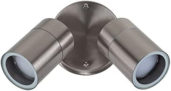 MiniSun Modern Stainless Steel Outdoor Garden Twin Wall Spotlight - IP44 Rated