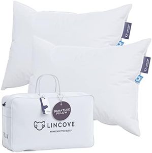 Lincove Signature 100% Natural Canadian White Down Luxury Sleeping Pillow - 800 Fill Power, 500 Thread Count Cotton Shell, Made in Canada, King - Firm, 2 Pack