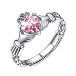 ChicSilver 925 Sterling Silver Claddagh Heart Promise Ring for Women Simulated Tourmaline October Birthstone Eternity Bands Wedding Rings Good Luck Irish Celtic Jewelry