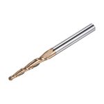 sourcing map Tapered Ball Nose End Mill, TiSiN Coated Solid Carbide 2 Flute Spiral Milling Cutter, 1.5mm Radius, 3mm Diameter, 6mm Shank, 75mm Length, 6.08 Degree Angle