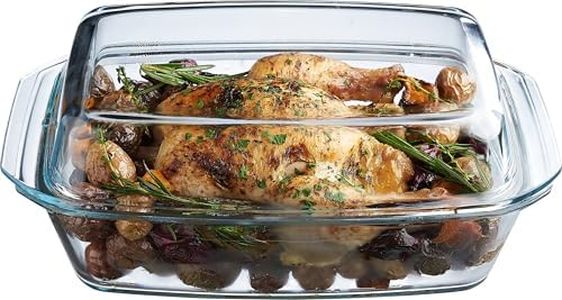 Clear Oblong Glass Casserole by Simax | High Lid Doubles as Roaster, Heat, Cold and Shock Proof, Dishwasher Safe, Made in Europe, 3 Quart