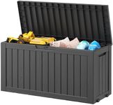 NUNU LAB 74 Gallon Outdoor Storage Box,Large Resin Sturdy Deck Box, Backyard Outside Storage Box Waterproof with Double Wall Panels,Package Delivery Box,Garden Box,Hose Storage Bin，Outdoor Tool Box