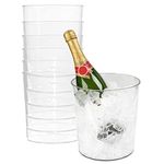 Spec101 Ice Bucket for Champagne - 6 Pack Plastic Ice Buckets for Parties - 2.83L Clear Transparent Bridal Beverage Tub Cooler Catering Bar Accessories for Wine, Beer, Liquor, Spirits and Seltzers