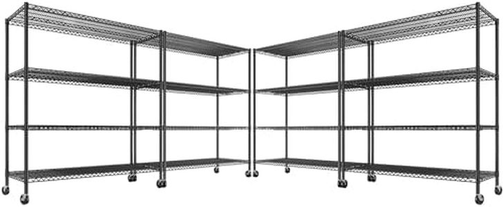 75.6" H Storage Shelves 2500LBS Garage_shelving with Wheels Metal_Shelving Heavy Duty Wire Shelves-Storage Rack Adjustable Pantry Shelf Commercial-Shelving-Kitchen,Garage,55.5''W X 24" D (Pack of 4)