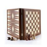 Manopoulos - Classic 2-in-1 Combo Games Set in Walnut replica wooden case – Chess & Backgammon – 16-inch x 16-inch (41cm x 41cm) – Classic Strategy Board Games - great gift or present