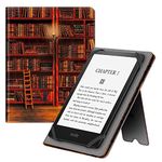 Fintie Stand Case for 6.8" Kindle Paperwhite (11th Generation-2021) and Kindle Paperwhite Signature Edition - Premium PU Leather Sleeve Cover with Card Slot and Hand Strap, Library