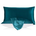 LILYSILK 100% Pure Mulberry Silk Pillowcase for Hair and Skin 19 Momme, Cotton Underside, Soft Pillow case Cover with Hidden Zipper 1Pc, Dark Teal, Standard 20x30 inches (50x75 cm)