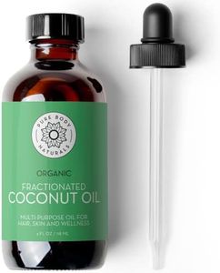 Pure Body Naturals Organic Fractionated Coconut Oil for Skin and Hair, 4 fl oz - Liquid Carrier Oil for Diluting Essential Oils, Hair Growth & Skin Moisturizer