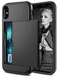 Coolden Armor Shockproof Case for iPhone XS Max Wallet Case Cover Protective Case Heavy Duty Hard Back Soft Bumper Phone Case Card Holder Slot Wallet Case Cover for iPhone XS Max 6.5 inch (Black)