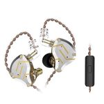 KZ ZS10 Pro 4BA+1DD Wired Earbuds Headphones Noise Isolating in-Ear Earphones with Microphone Remote with 3.5mm Plug in Audio Jack in Ear Monitor with Detachable 2 pin Cable (Gold, with Mic)