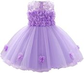 ODASDO Baby Girl Flower Dress Infant Wedding Bridesmaid Birthday Party Pageant Tutu Tulle Princess Dresses for 6-24M, Light Purple, 12-18 Months