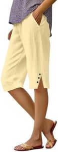 Capri Pants for Women Linen Elastic Weight Drawstring Pant 2025 Summer Casual Cotton Wide Leg Trouser with Pockets Womens Capris 𝐋𝐢𝐠𝐡𝐭𝐧𝐢𝐧𝐠 𝐃𝐞𝐚𝐥𝐬 of Today