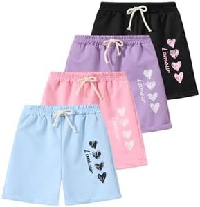 Jolyshlid Girls 4 Packs Athletic Shorts Workout Dance Dolphin Short 4-12Y