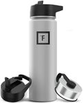 IRON °FLASK Sports Water Bottle - Wide Mouth with 3 Straw Lids - Stainless Steel Gym & Outdoor Bottles for Men, Women & Kids - Double Walled, Insulated Thermos, Metal Canteen - Graphite, 22 Oz