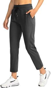 Soothfeel Women's Pants with 4 Pockets 7/8 Stretch High Waisted Sweatpants Travel Athletic Work Golf Pants for Women (Charcoal, M)