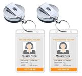 AccuPrints Pack of 2 Metal Badge Id Holders with Silicon Card Holder for Office Employee and Staff Retractable YOYO Badge Reel Steel and Black Lanyard for Id Cards..