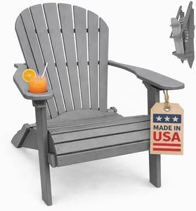 Dark Gray-Poly Lumber Folding Adirondack Chair with Rolled Seating Heavy Duty Everlasting Lifetime PolyTuf HDPE - Made in USA - Amish Crafted