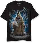 Liquid Blue Unisex Adult Fantasy Reaper Madness Smoke Skulls T-Shirt T Shirt, Black, X-Large US