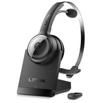 LEVN Bluetooth 5.0 Headset, Wireless Headset with Microphone (AI Noise Cancelling), 35Hrs Bluetooth Headphones with USB Dongle for PC, Suitable for Remote Work/Call Center/Zoom/Online Class/Trucker