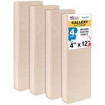 U.S. Art Supply 4" x 12" Birch Wood Paint Pouring Panel Boards, Gallery 1-1/2" Deep Cradle (Pack of 4) - Artist Depth Wooden Wall Canvases - Painting Mixed-Media Craft, Acrylic, Oil, Encaustic