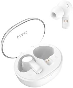 HTC True Wireless Earbuds 1 Bluetooth Earphones, in-Ear Headphone ENC Noise Cancellation Transparent Space Capsule, 32-Hour Playtime/Built-in Microphone/Touch Control -Crystal White