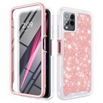 TJS Compatible for T-Mobile Revvl 6 Pro 5G Case, with [Built-in Screen Protector], Glitter Bling Cute Girls Women Design Hybrid Drop Protector Phone Case Cover (Rose Gold)