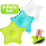 3Pcs Starfish Rubber Sink Strainers - Drain Hair Catcher - Kitchen Sink Strainer Stopper Silicone Drain Cover - Tub Drain Hair Catcher, Bathroom Sink Drain Strainer for Sink, Bathtub Strainer