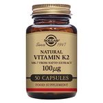 Solgar Natural Vitamin K2 (MK-7) 100 µg Vegetable Capsules - Pack of 50 - Supports Optimal Calcium Distribution and Healthy Bones