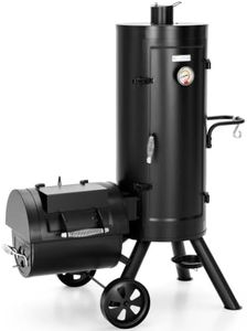 Sophia & William Heavy-Duty Vertical Offset Charcoal Smoker Extra Large Outdoor BBQ Gill with Offset Smoker, 961 SQ.IN. Cooking Area with Warming Tray,Push-out Ash Tray for Event Gathering, Black