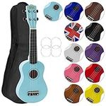 Mad About SU8 Soprano Ukulele in Light Blue with FREE Gig Bag, Pick, and Spare Strings – Great for Schools and Beginners