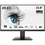 MSI PRO MP243 23.8 Inch Full HD Office Monitor - 1920 x 1080 IPS Panel, 75 Hz, Eye-Friendly Screen, Built-in Speakers, Accessory Slot, HDMI, DP