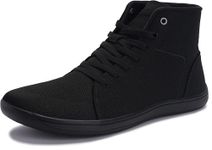 WHITIN Men's High Top Wide Toe Box Barefoot Shoes Minimalist Sneakers Zero Drop Sole Size 8 Width 8W Weightlifting Walking Tennis Gym Workout Black 41