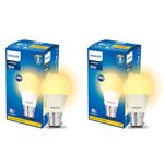 Philips 9-Watts B22 LED Warm White(Golden Yellow) LED Bulb, Pack of 2, (Ace Saver)