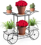 Sorbus® Garden Cart Stand & Flower Pot Plant Holder Display Rack, 6 Tiers, Parisian Style - Perfect for Home, Garden, Patio (Black)