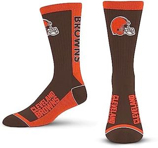 For Bare Feet NFL CLEVELAND BROWNS MVP Crew Sock Team Color Large