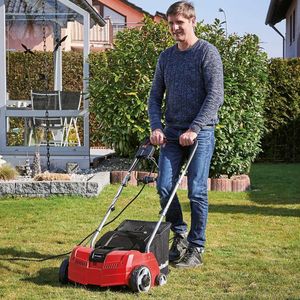 Einhell Electric Lawn Scarifier & Aerator – 1200W, 28L Bag, 10m Cord