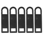 Milisten 5pcs Zipper Pull Tabs Replacement Zip Fixer Zipper Tags Repair for Clothes Suitcase Backpack DIY Craft Black