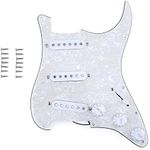 Musiclily Basic Pre-wired Loaded Standard ST-SSS Pickguard with Ceramic Magnet Single Coil Pickups Set for Strat Style Electric Guitar, 4Ply Aged White Pearl