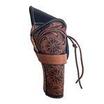 Hulara Full Grain Buff Leather Cross Draw Holster Gun Holder 22 .38/357 .44/45 Cal Revolver Gun Western Holster Fit 4" to 8" Revolver Holster