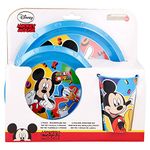 Favourite Hero Cartoon Character 3pc Breakfast Set Inc Plate, Tumbler, Bowl, re-usable Plastic (Mickey Mouse)