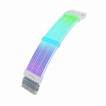 Ant Esports Neon Glow 24PIN ARGB PSU 18AWG Cable Extensions, 5V 3Pin Addressable ARGB Power Extension Cable for Motherboard Connector, 300mm, White