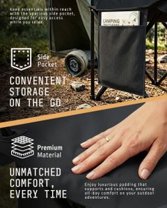 Voyager Folding Camping Chair 2-Pack – Lightweight, Black, Cup Holder