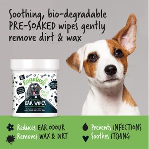 BUGALUGS Dog Ear Cleaner Wipes – Gentle Cleansing Pet Ear Care