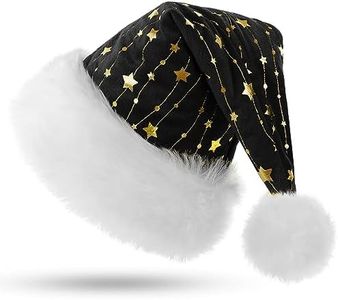 KONVINIT Gorros Navidad Adulto Gorro papá Noel negro Sombrero Navidad Lentejuelas Gorro de Santa Clauso per hombre/mujer,para Regalos de Festividad